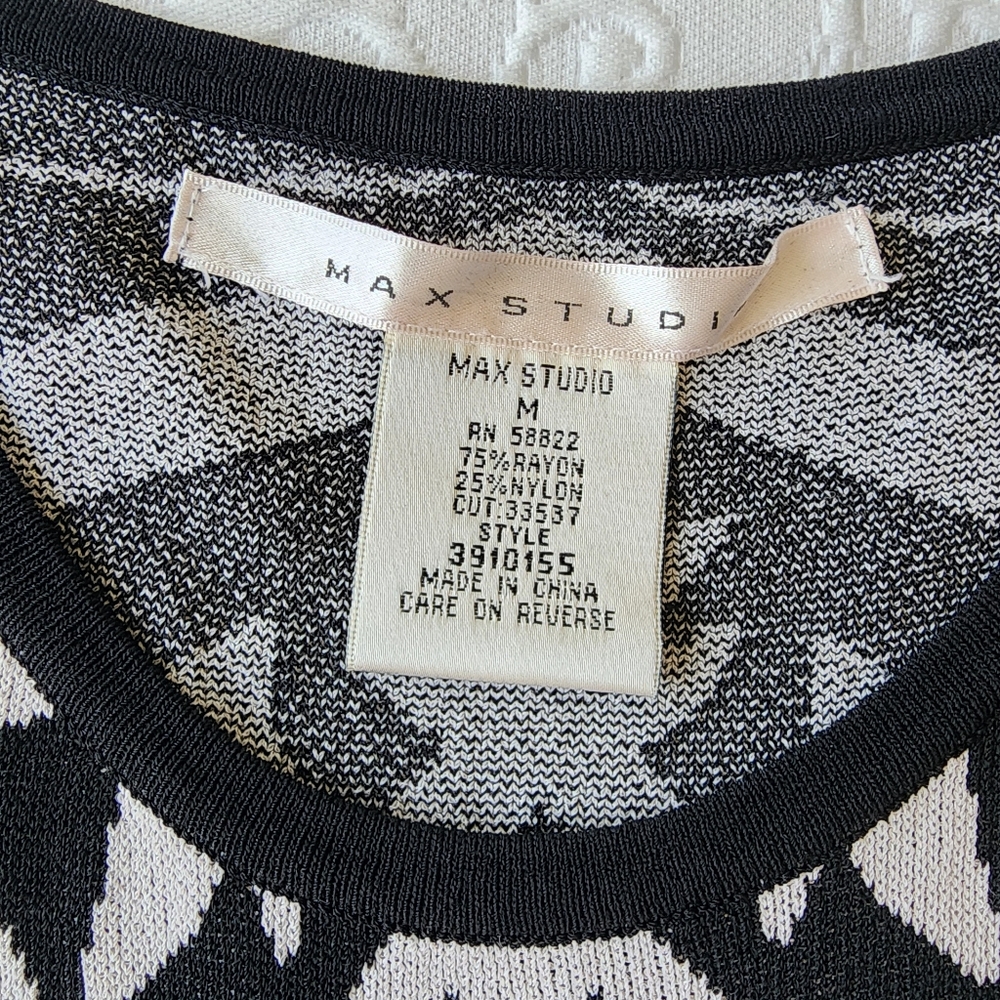 Max Studio Black & White Knit Fit & Flare Dress M - Picture 5 of 5